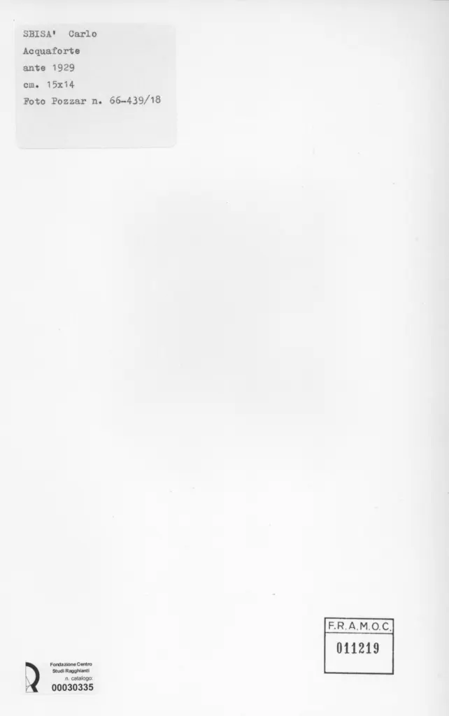 Foto Pozzar , Sbis&agrave;, Carlo - sec. XX - Testa di donna , retro