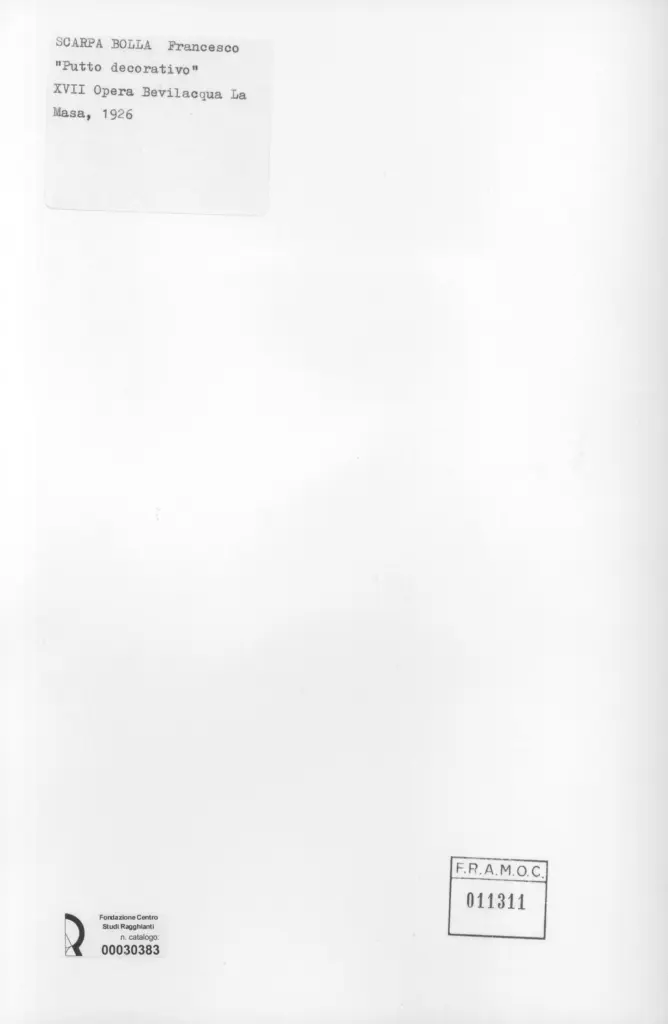 Anonimo , Scarpa Bolla, Francesco - sec. XX - Putto decorativo , retro