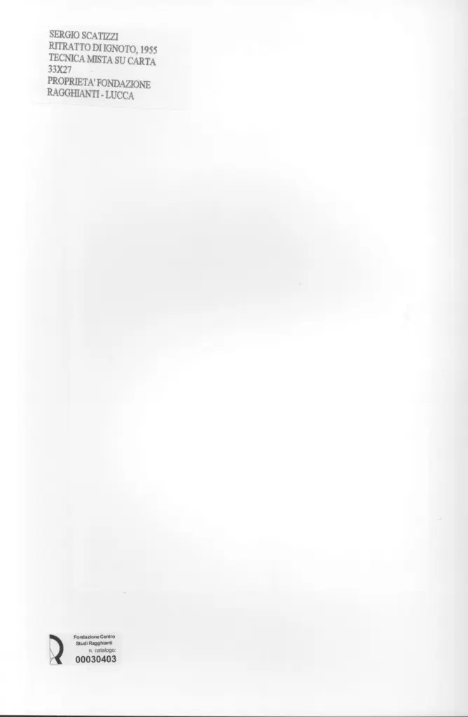 Anonimo , Scatizzi, Sergio - sec. XX - Ritratto di ignoto , retro