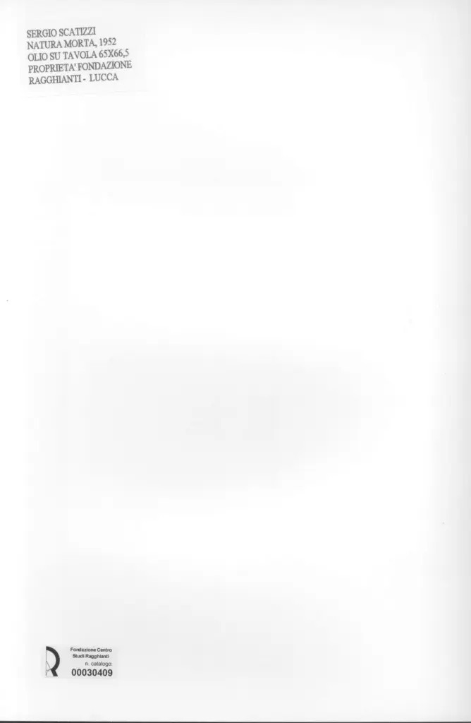 Anonimo , Scatizzi, Sergio - sec. XX - Natura morta , retro