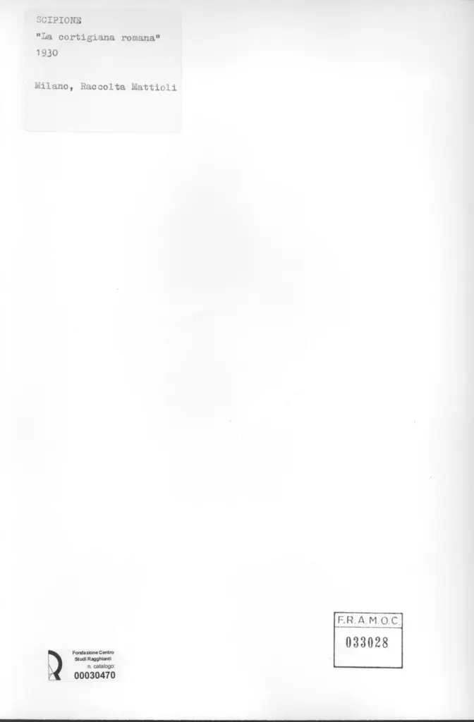 Anonimo , Scipione, Bonichi Luigi - sec. XX - La cortiginana romana , retro