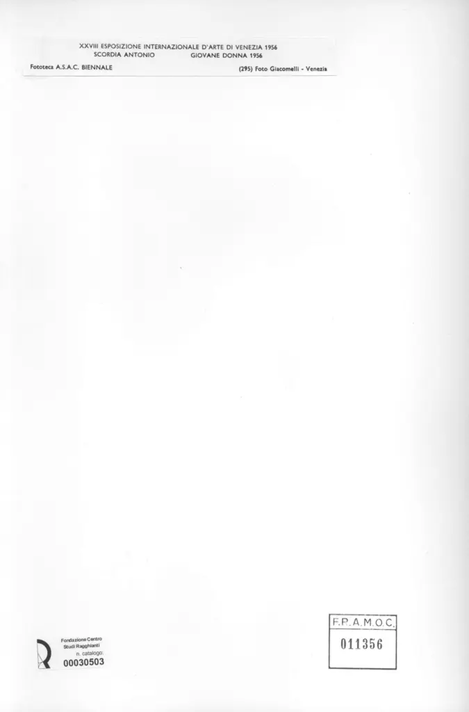 Giacomelli , Scordia, Antonio - sec. XX - Giovane donna , retro