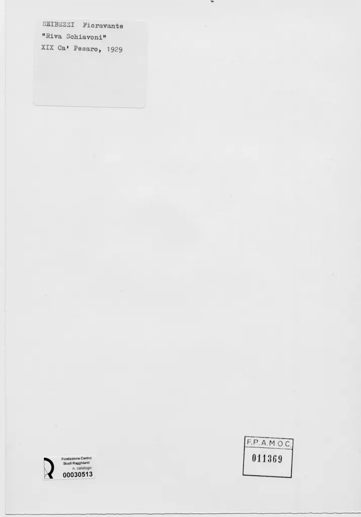 Anonimo , Seibezzi, Fioravante - sec. XX - Riva Schiavoni , retro