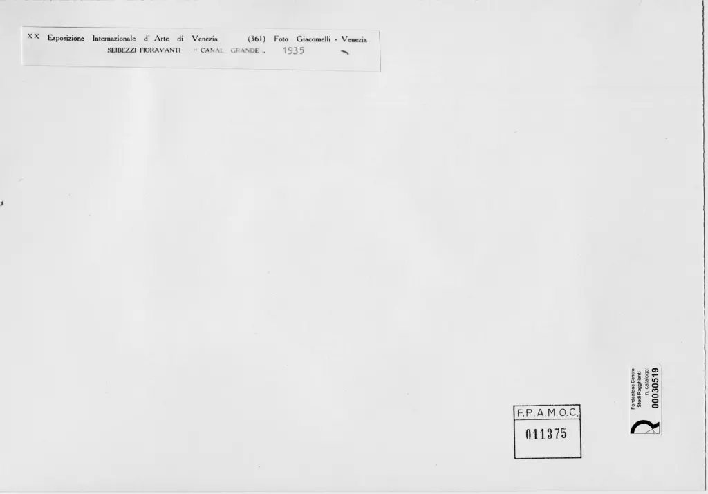 Giacomelli , Seibezzi, Fioravante - sec. XX - Canal Grande , retro