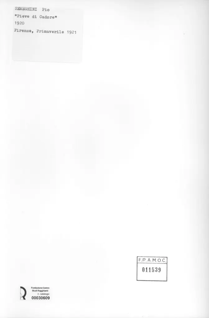 Anonimo , Semeghini, Pio - sec. XX - , retro