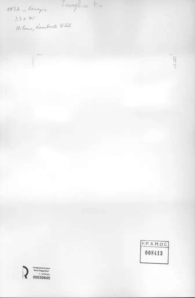 Anonimo , Semeghini, Pio - sec. XX - Venezia , retro