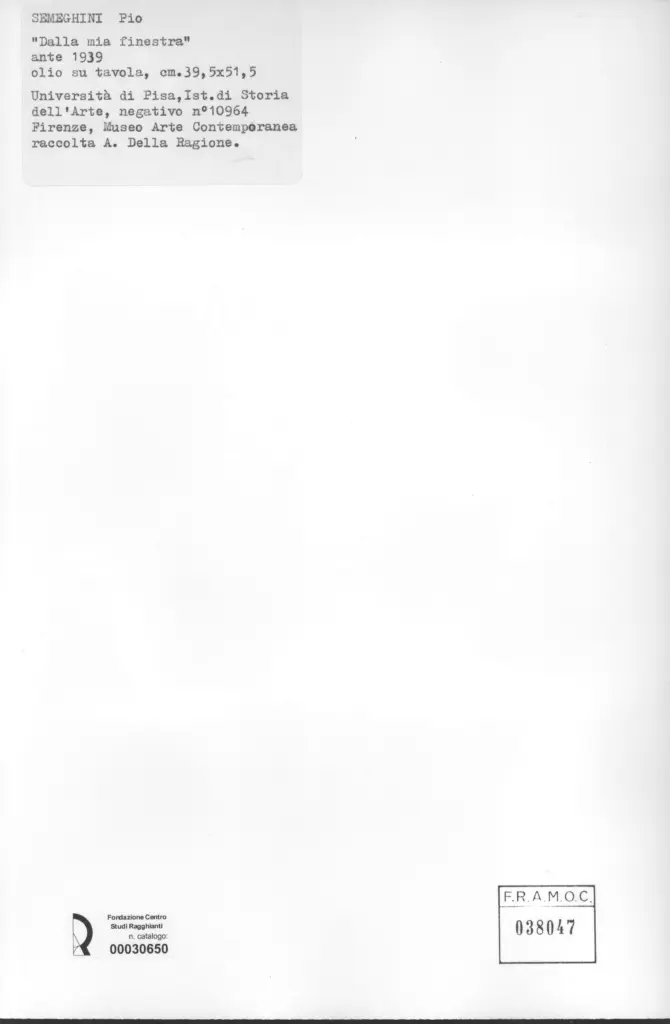 Universit&agrave; di Pisa. Dipartimento di Storia delle Arti , retro