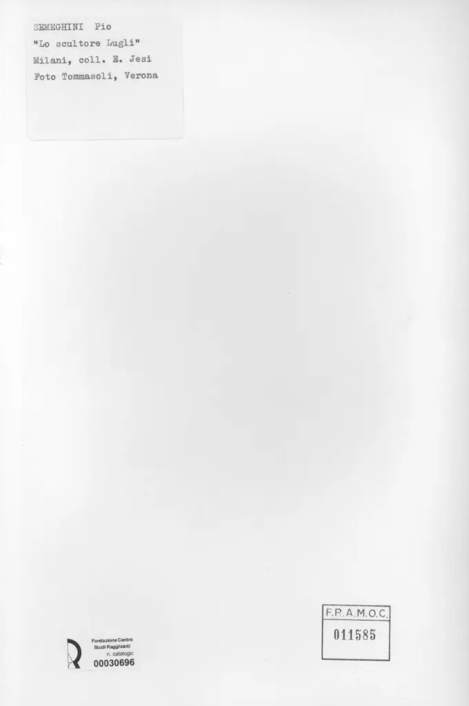 Tommasoli, Silvio , Semeghini, Pio - sec. XX - Lo scultore Lugli , retro