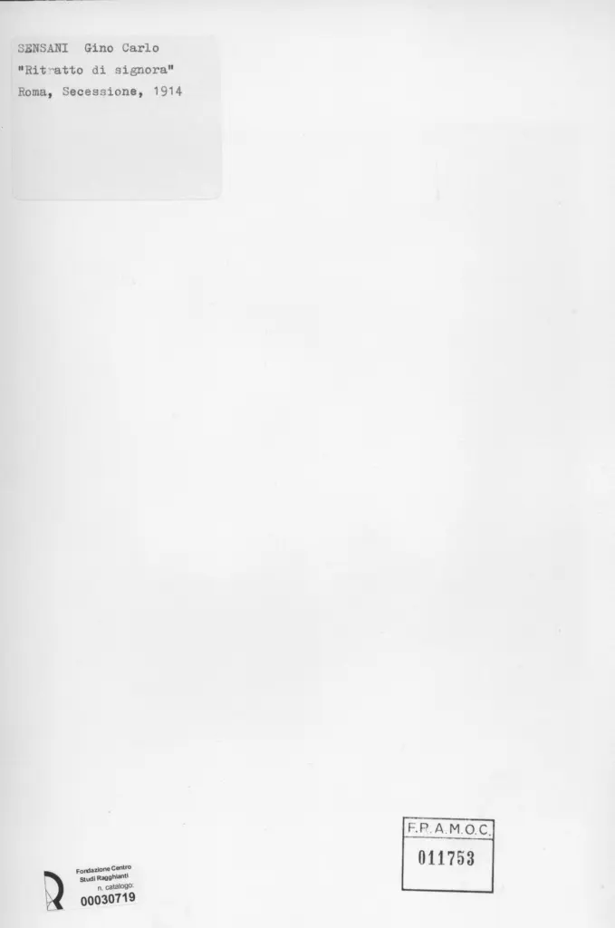 Anonimo , Sensani, Gino Carlo - sec. XX - Ritratto di signora , retro