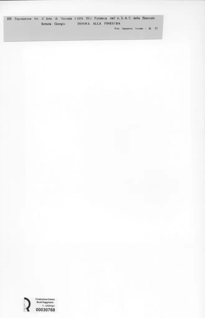 Giacomelli , Settala, Giorgio - sec. XX - Donna alla finestra , retro
