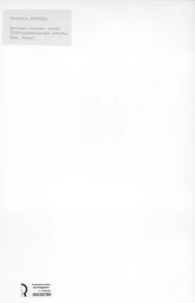 Anonimo , Settala, Giorgio - sec. XX - Musica - Natura morta , retro
