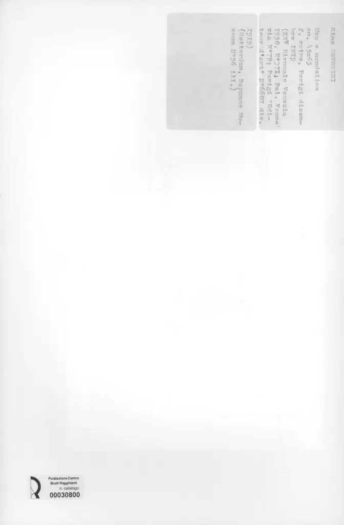 Anonimo , Severini, Gino - sec. XX - Uva e mandolino , retro