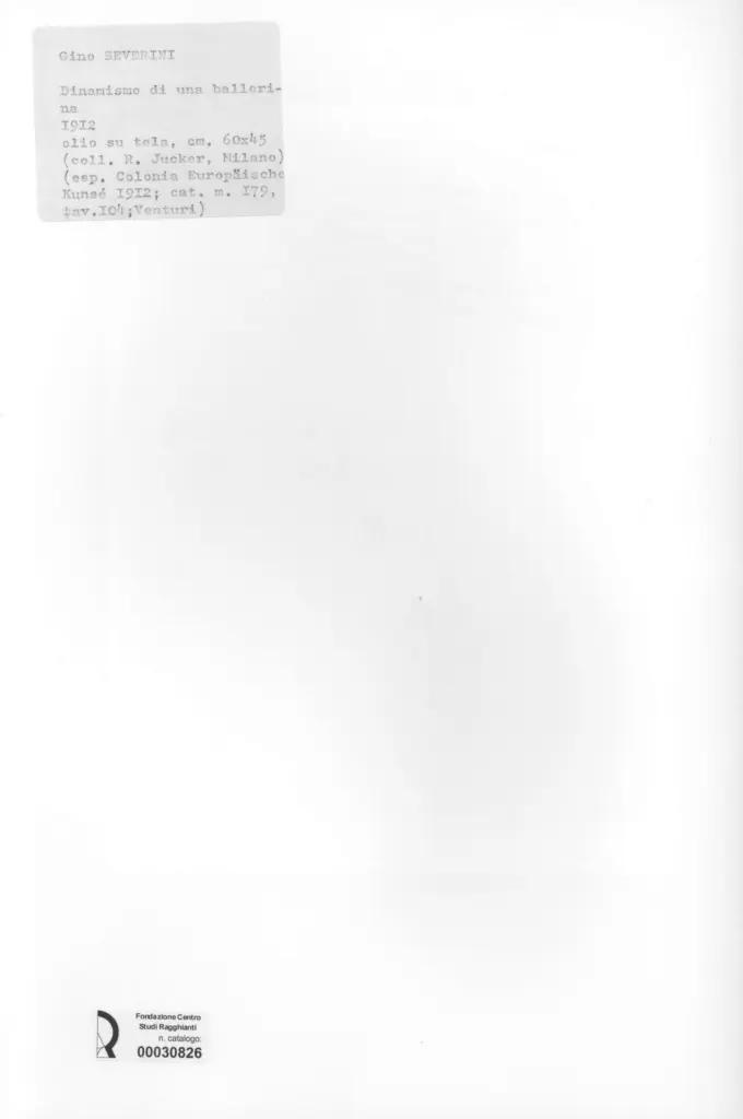 Anonimo , Severini, Gino - sec. XX - Dinamismo di una ballerina , retro