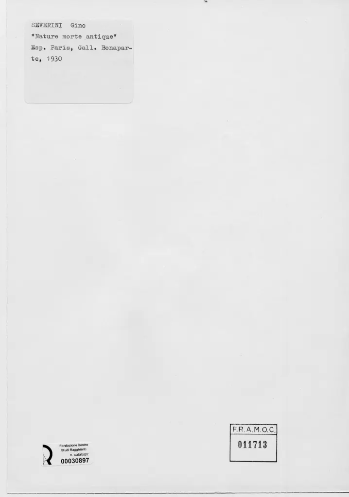 Anonimo , Severini, Gino - sec. XX - Nature morte antique , retro