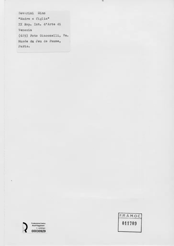 Giacomelli , Severini, Gino - sec. XX - Madre e figlia , retro