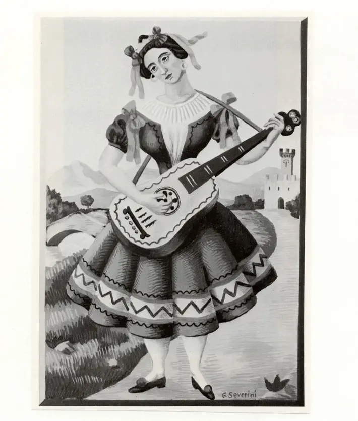 Anonimo , Severini, Gino - sec. XX - Donna con chitarra , fronte