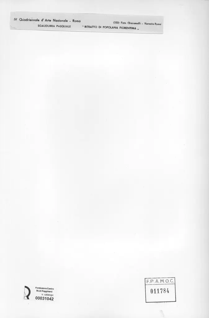 Giacomelli , Sgaudurra, Pasquale - sec. XX - Ritratto di popolana fiorentina , retro