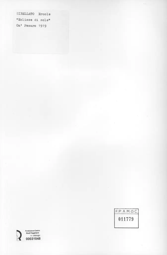 Anonimo , Sibellato, Ercole - sec. XX - Eclisse di sole , retro