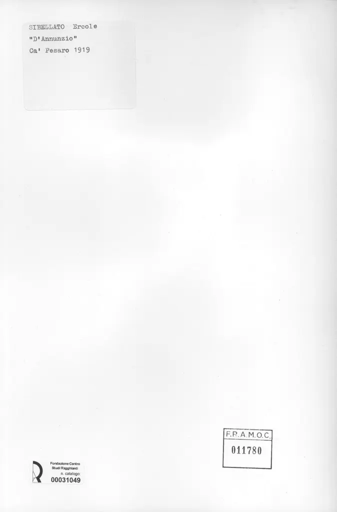 Anonimo , Sibellato, Ercole - sec. XX - D'Annunzio , retro