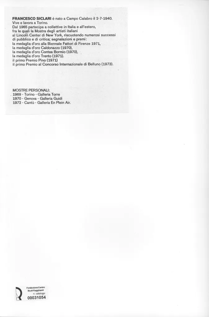 Anonimo , Siclari, Francesco; Siclari, Francesco; Siclari, Francesco - -