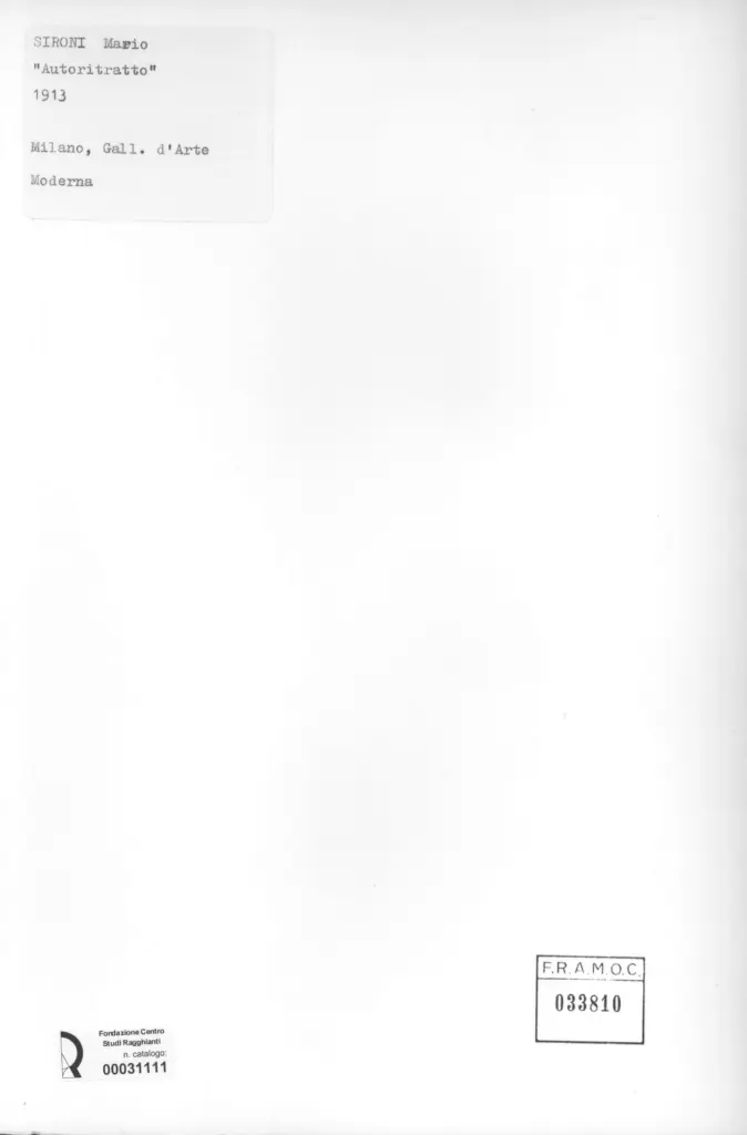 Anonimo , Sironi, Mario - sec. XX - Autoritratto , retro