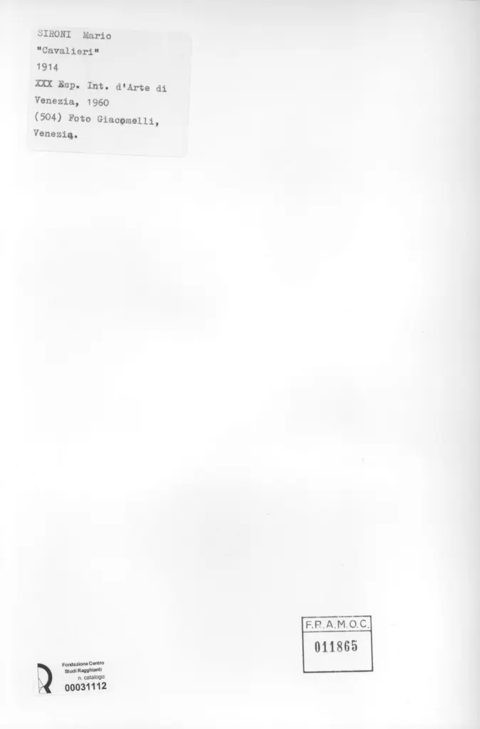 Giacomelli , Sironi, Mario - sec. XX - Cavalieri , retro