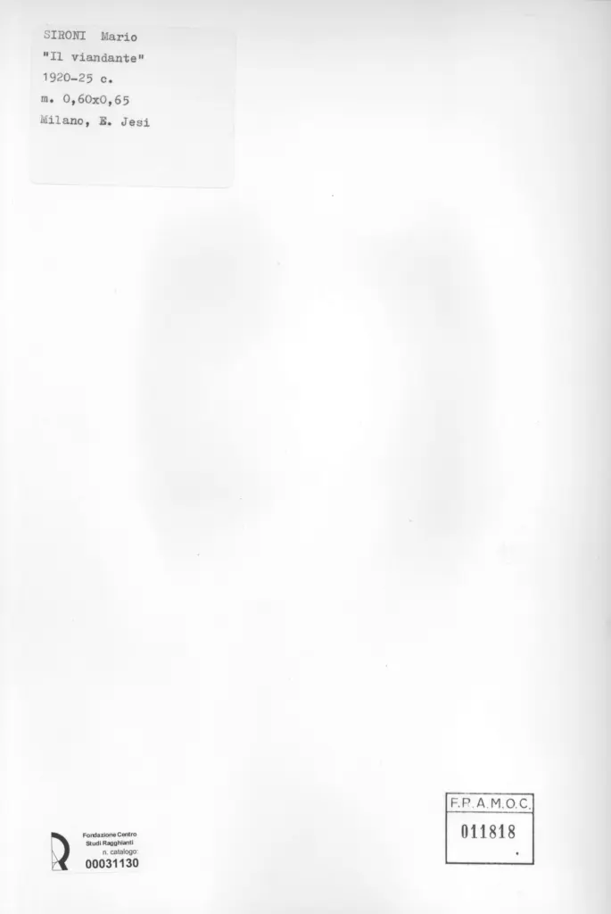 Anonimo , Sironi, Mario - sec. XX - Il viandante , retro