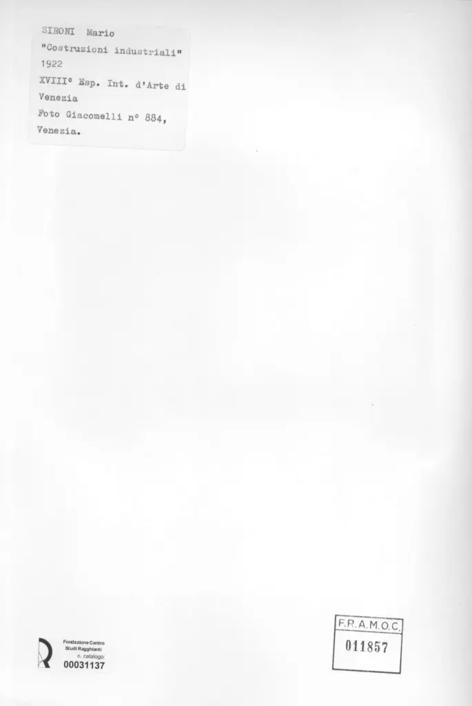 Giacomelli , Sironi, Mario - sec. XX - Costruzioni industriali , retro