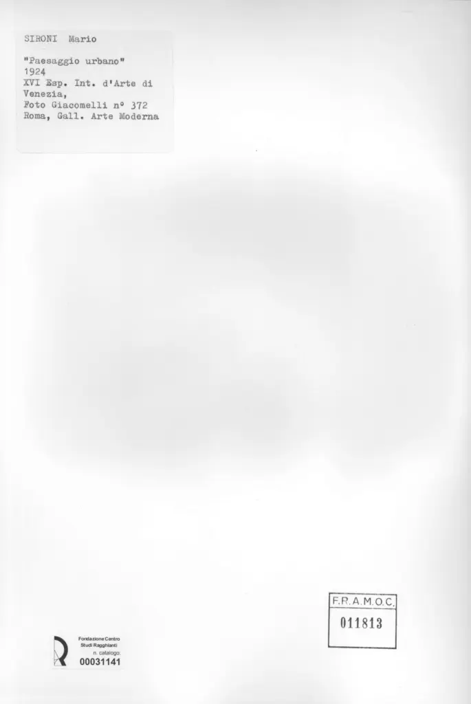 Giacomelli , Sironi, Mario - sec. XX - Paesaggio urbano , retro