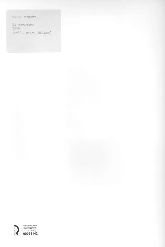 Anonimo , Sironi, Mario - sec. XX - Il bevitore , retro