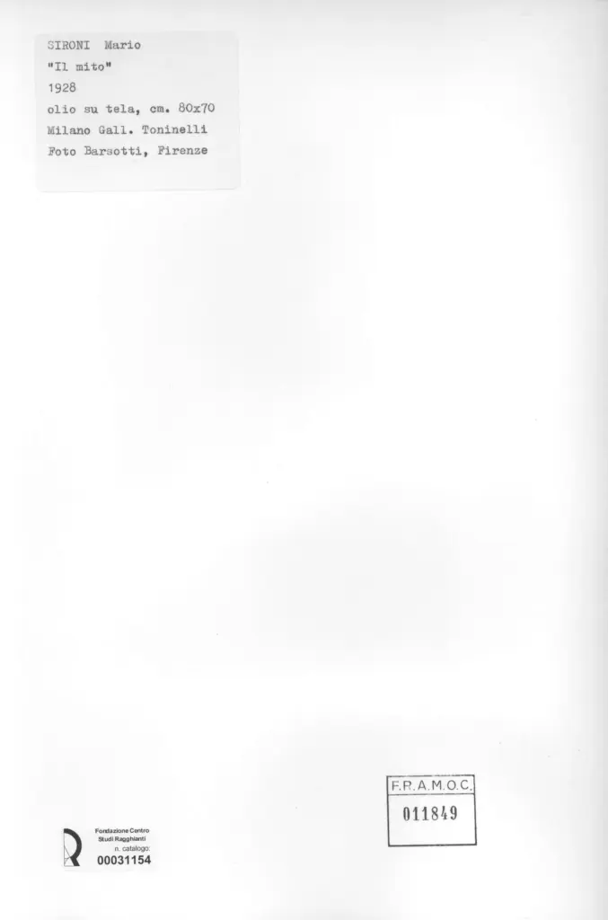 Foto Barsotti , Sironi, Mario - sec. XX - Il mito , retro