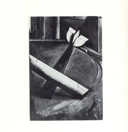 Anonimo , Sironi, Mario - sec. XX - Aeroplano con paesaggio urbano , fronte