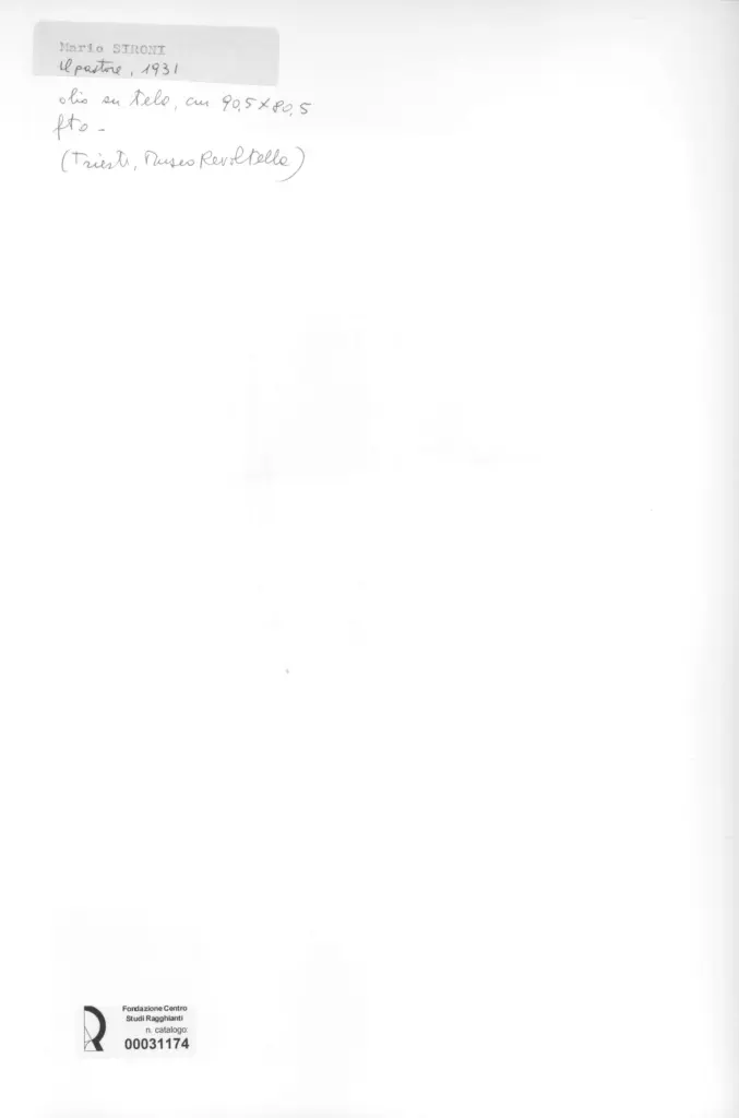 Anonimo , Sironi, Mario - sec. XX - Il pastore , retro