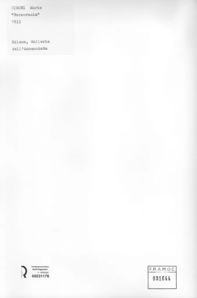 Anonimo , Sironi, Mario - sec. XX - Burocrazia , retro