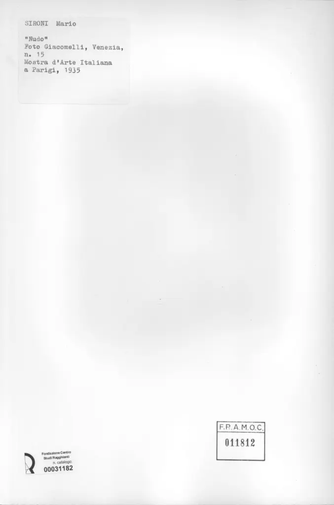 Giacomelli , Sironi, Mario - sec. XX - Nudo , retro
