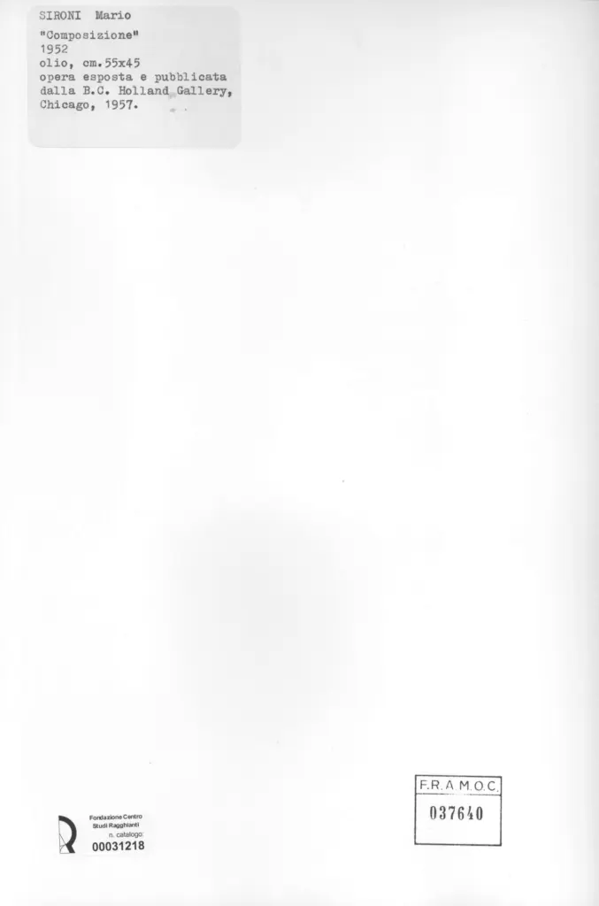 Anonimo , Sironi, Mario - sec. XX - , retro