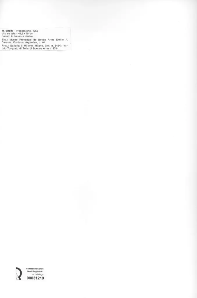 Anonimo , Sironi, Mario - sec. XX - Processione , retro