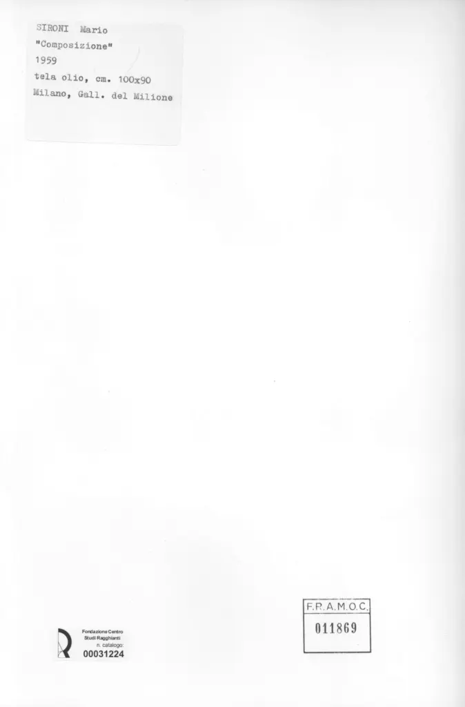 Anonimo , Sironi, Mario - sec. XX - Composizione , retro