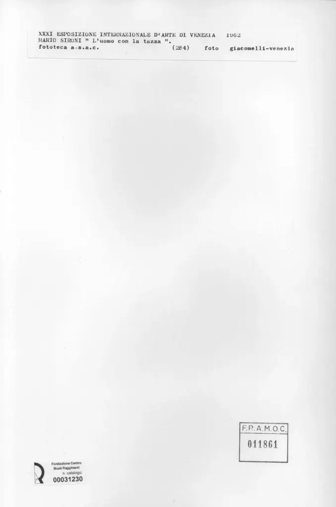 Giacomelli , Sironi, Mario - sec. XX - L'uomo con la tazza , retro