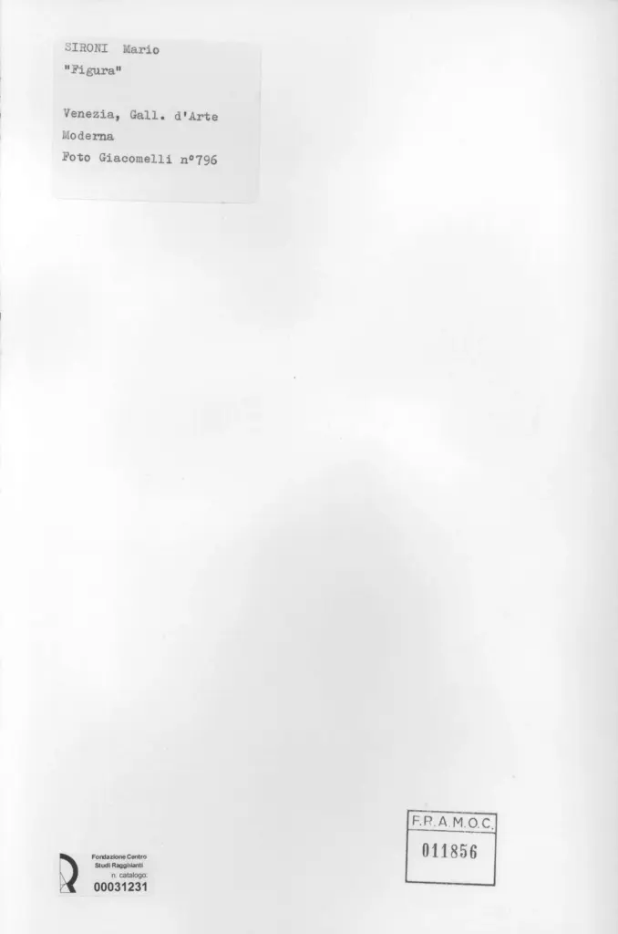 Giacomelli , Sironi, Mario - sec. XX - Figura , retro