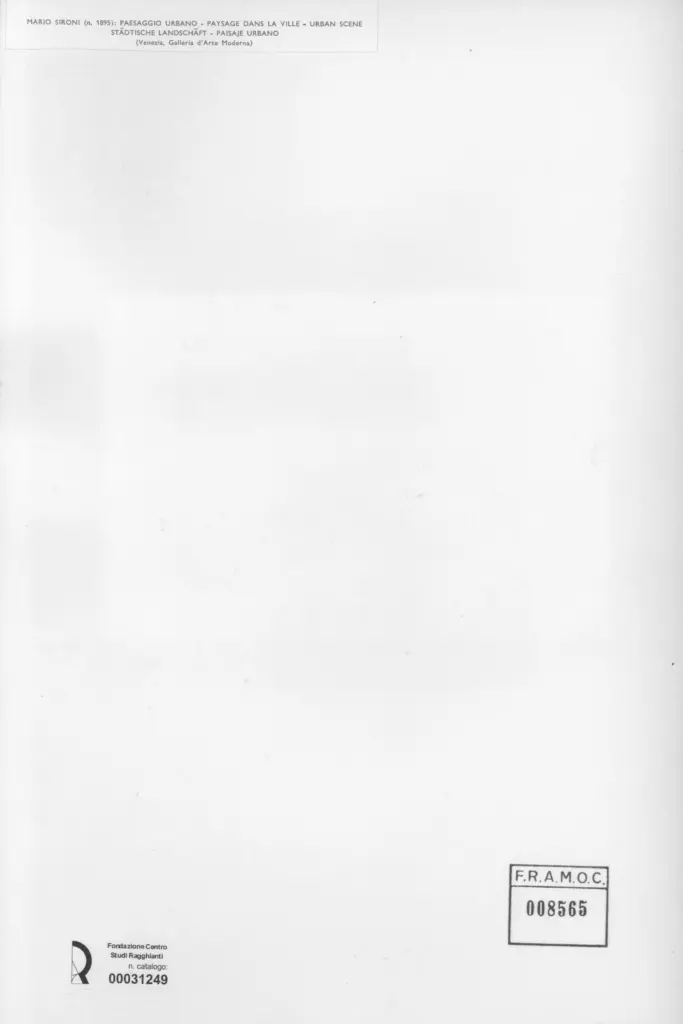 Anonimo , Sironi, Mario - sec. XX - Paesaggio urbano , retro