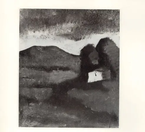 Anonimo , Sironi, Mario - sec. XX - Paesaggio con casa e montagne , fronte