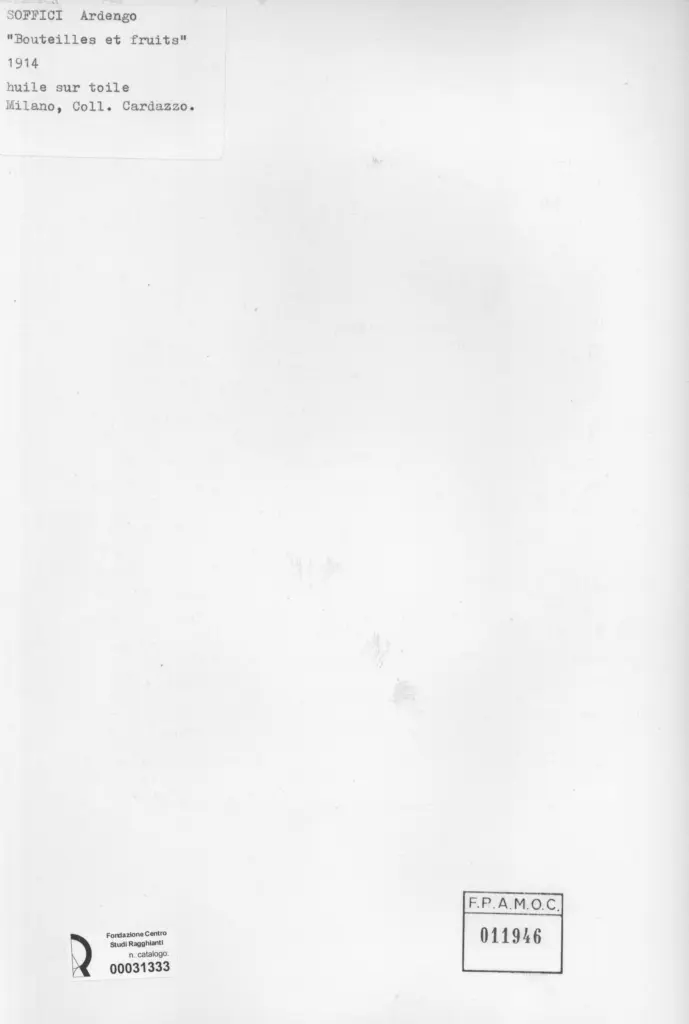 Anonimo , Soffici, Ardengo - sec. XX - Bouteilles et fruits , retro