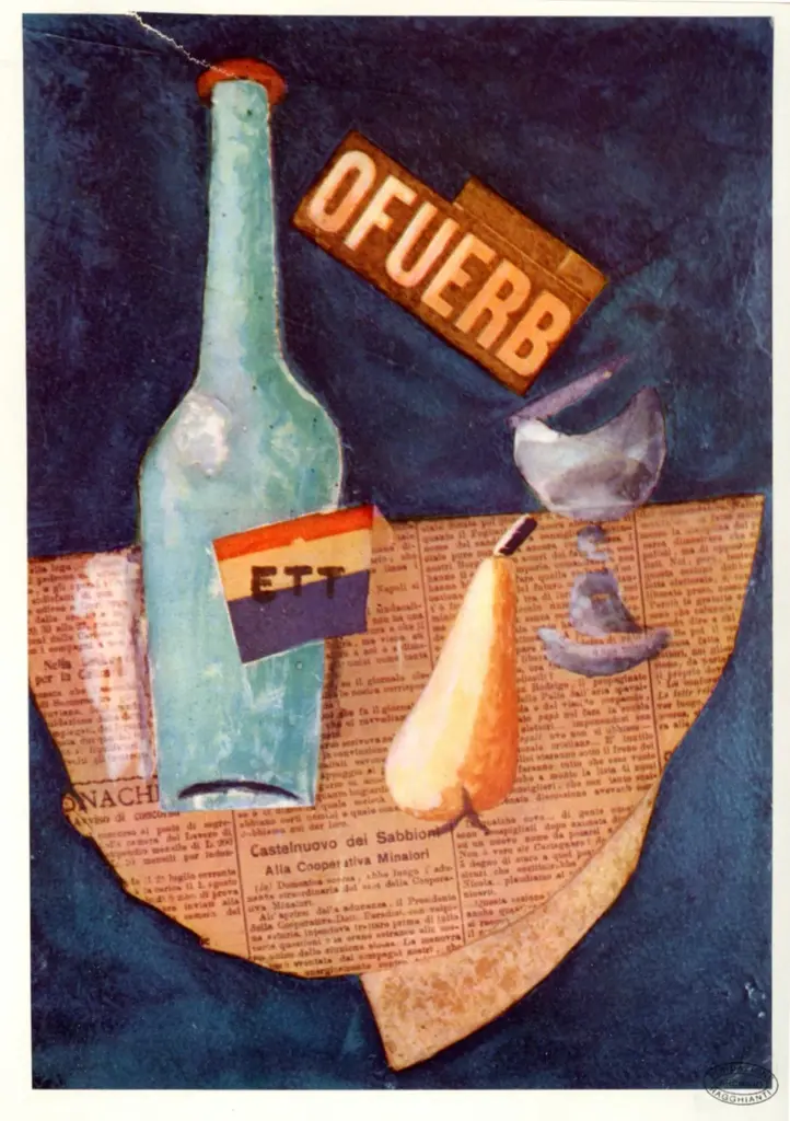 Anonimo , Soffici, Ardengo - sec. XX - Natura morta con pera e bottiglia , fronte