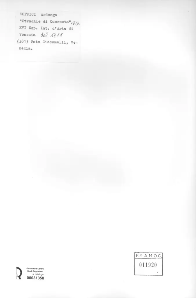 Giacomelli , Soffici, Ardengo - sec. XX - Stradale di Querceta , retro