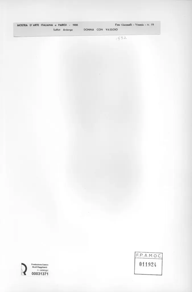 Giacomelli , Soffici, Ardengo - sec. XX - Donna con vassoio , retro