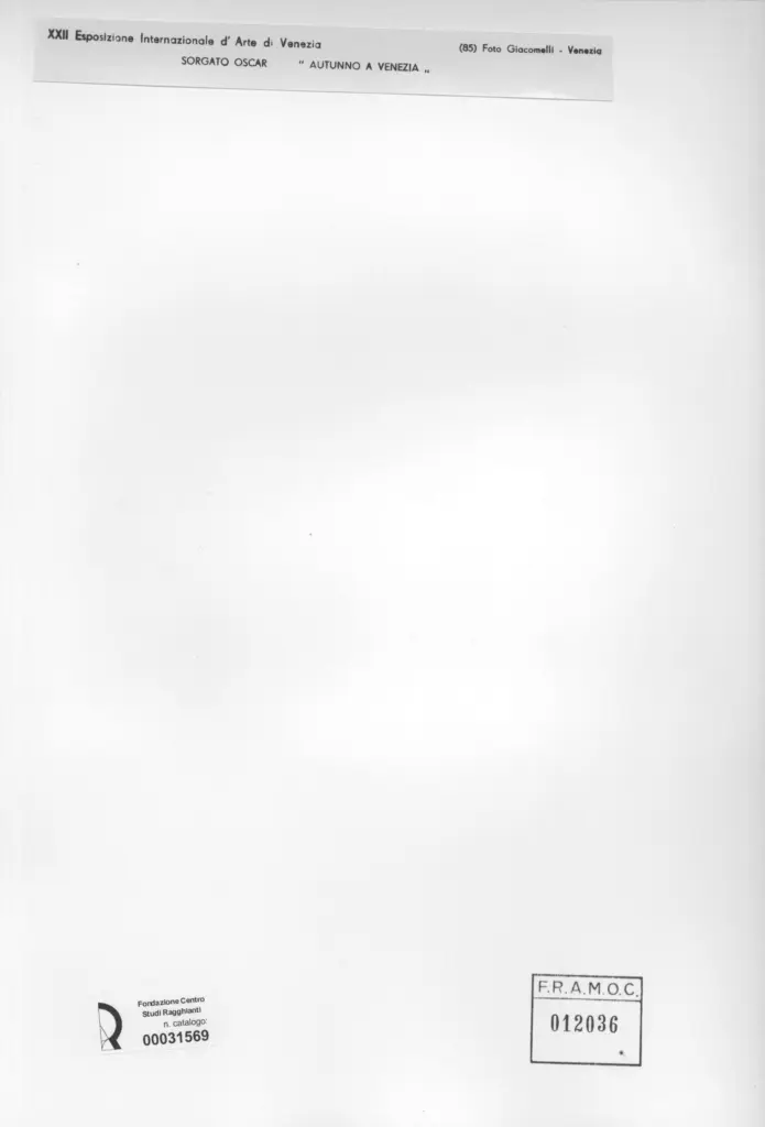 Giacomelli , Sorgato, Oscar - sec. XX - Autunno a Venezia , retro