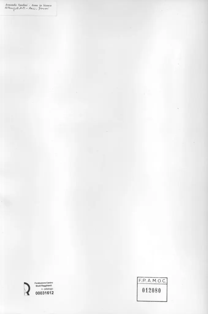 Anonimo , Spadini, Armando - sec. XX - Anna in bianco , retro