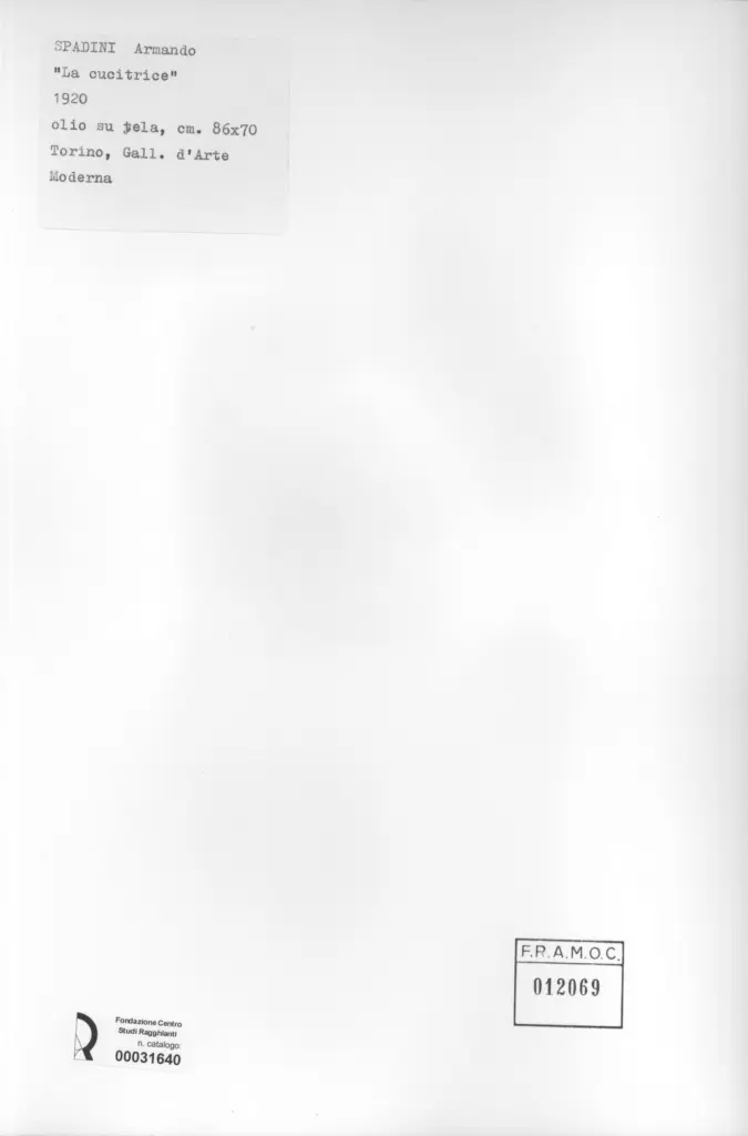 Anonimo , Spadini, Armando - sec. XX - La cucitrice , retro