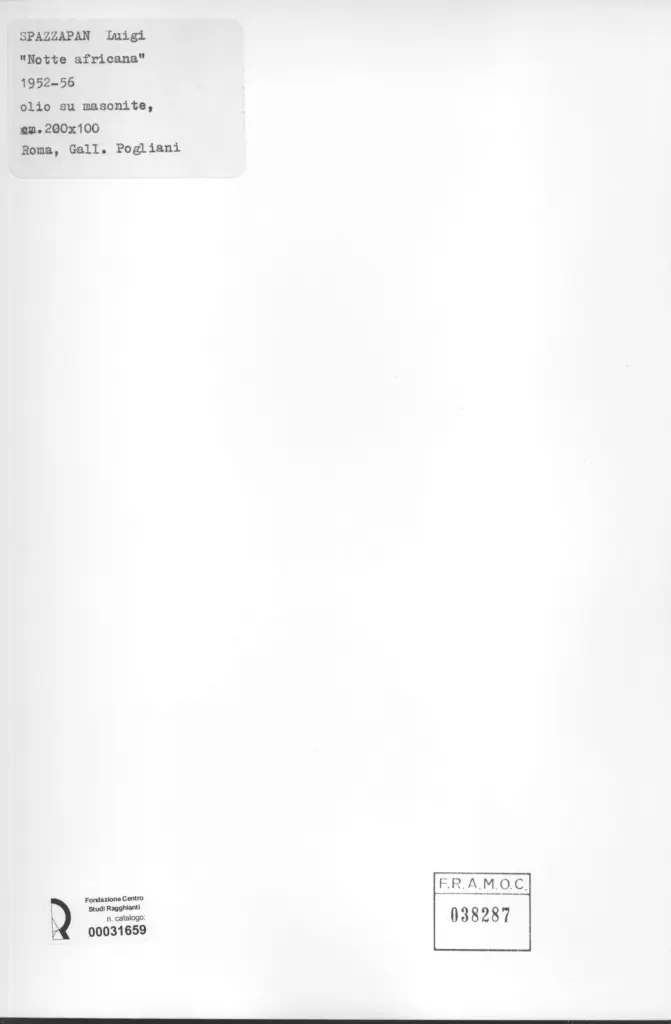 Anonimo , Spazzapan, Luigi - sec. XX - Notte africana , retro